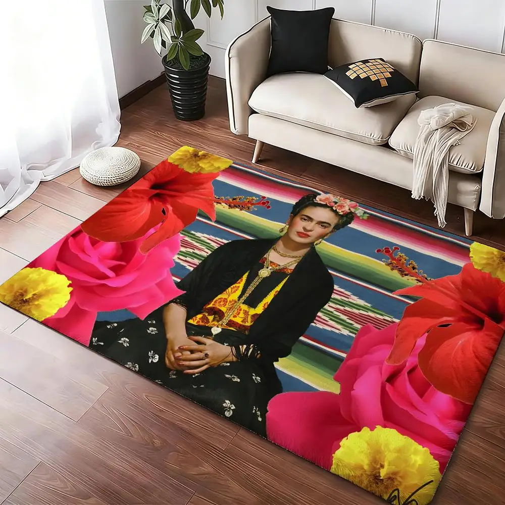 F-Fridas Art K-Kahlo Floor Mat Soft Thickened Absorbent Non-Slip Bedroom Living Room Door Mat Home Decor Flannel Rugs