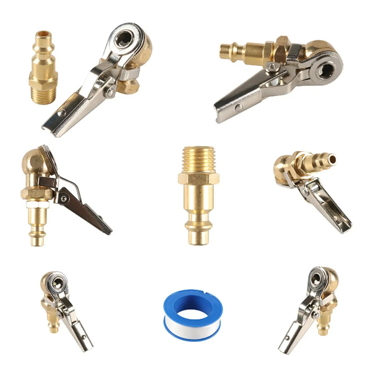 

5x Tire Air Chuck with Clip Tire Inflator Hose Adapter 1/4" NPT for Compressor