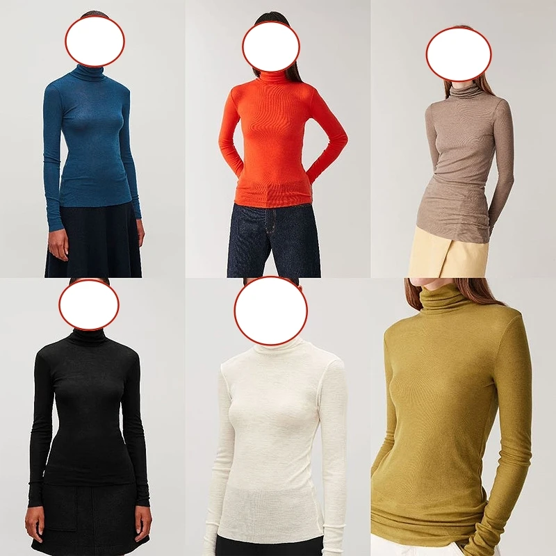 LUXURY Turtleneck Wool Base Sweater long sleeved lightweight elastic slim fit temperament Base Top for women