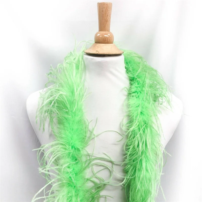 1Ply Apple Green Ostrich Feather Boas Natural Ostrich Wings Feathers Fringes Strips For Wedding Christmas Decoration Boa Laces