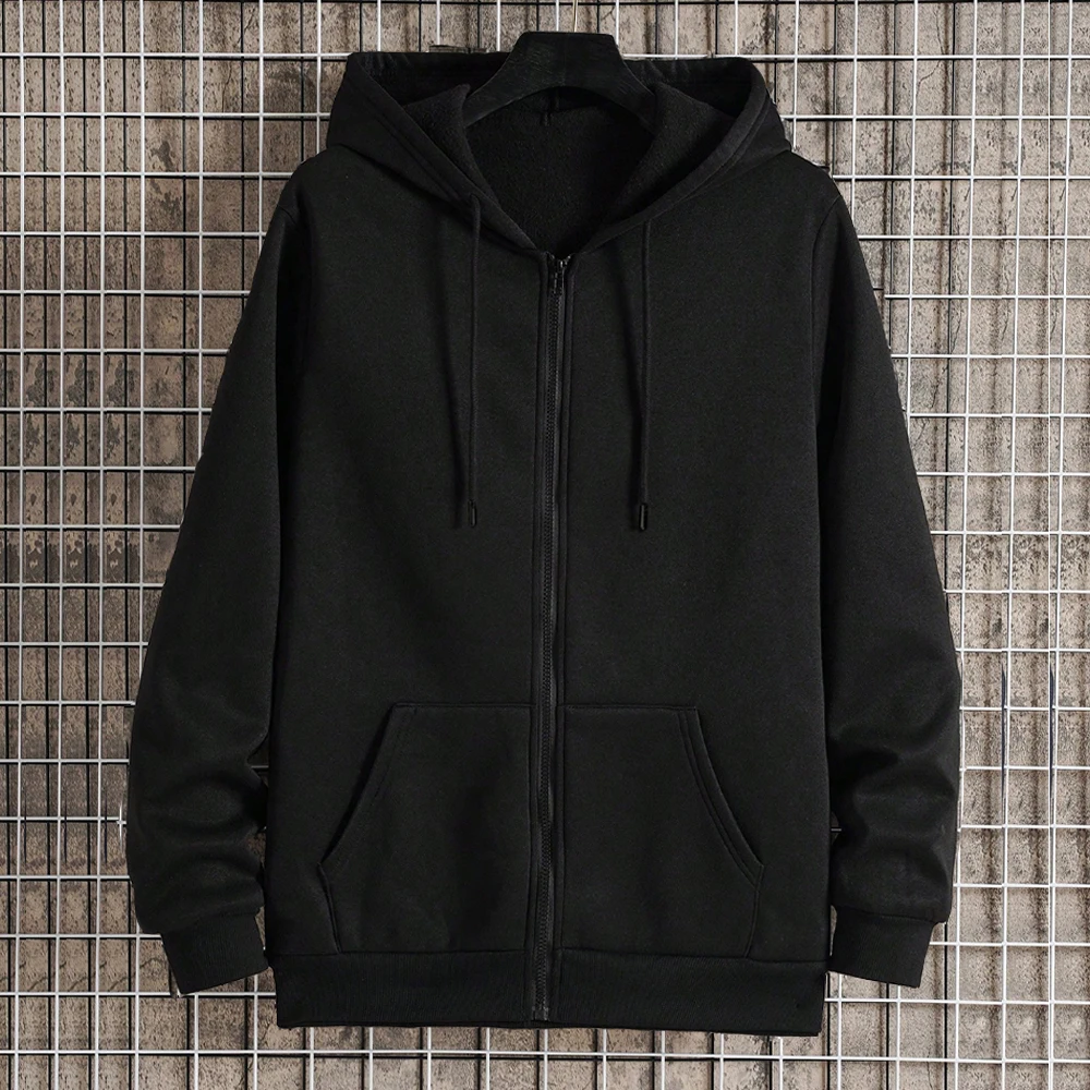 

Autumn Men Hoodie Coats Long Sleeve Jacket Zipper Closure Jacket Male Hoodies Sweatshirt Loose Casual Streetwear Clothing