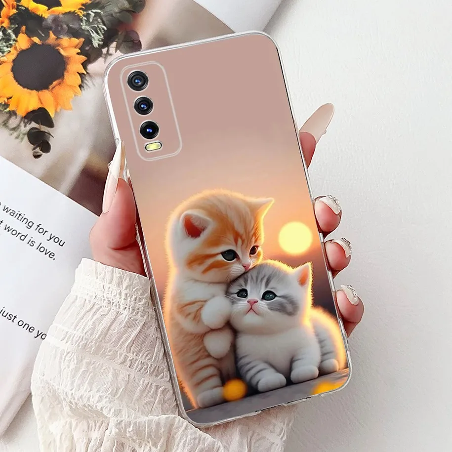 حافظة لهاتف Vivo Y20i V2027 لهاتف Vivo Y20 V2029 Y20s غطاء خلفي كرتوني على شكل نمر لطيف من السيليكون الناعم لهاتف Vivo Y11s Y12s Y12a