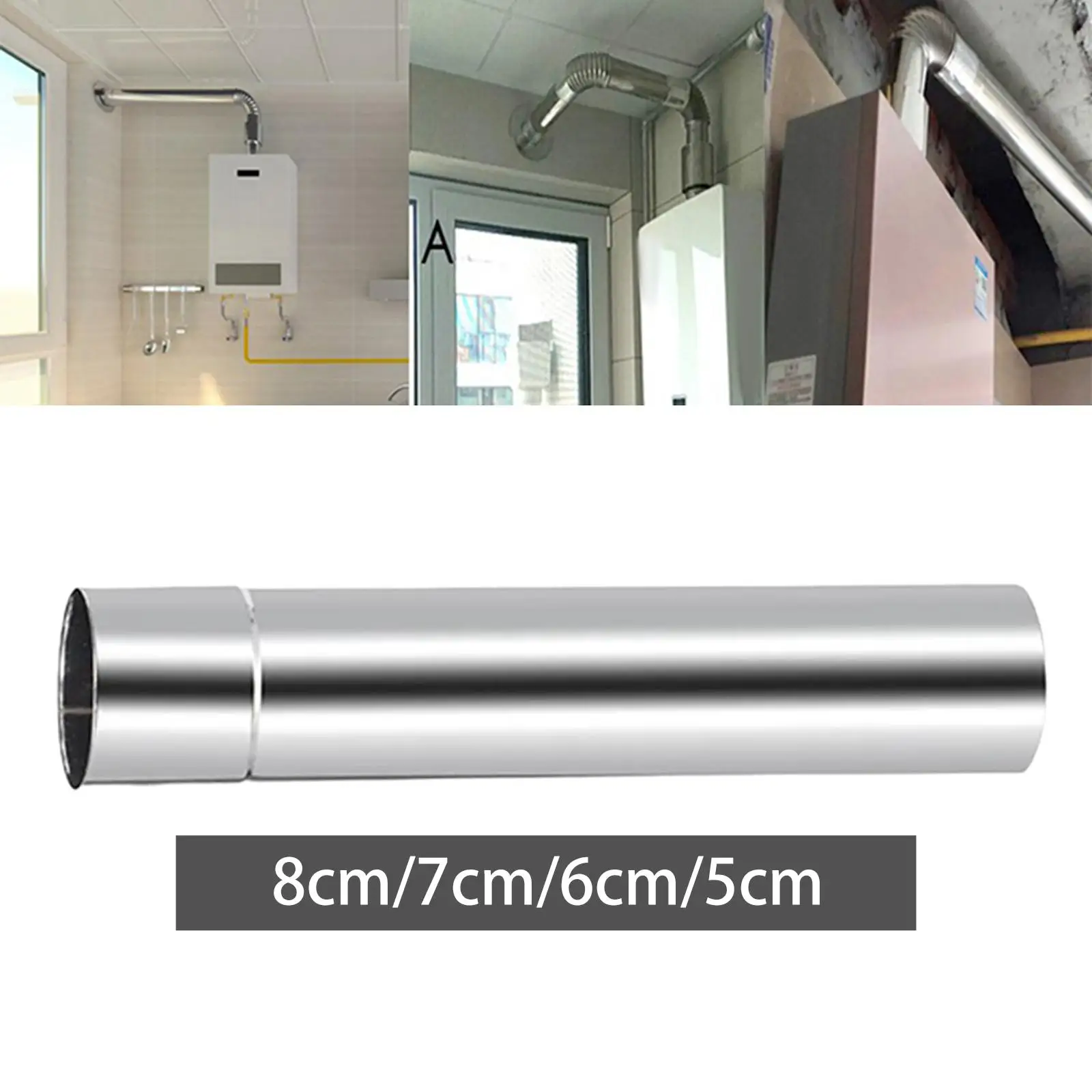 Tubo de extensión de chimenea de acero inoxidable de 19,7 pulgadas, tubo de extensión de combustión para estufa de leña, quemador de chimenea, tienda caliente, estufa, gato para acampar