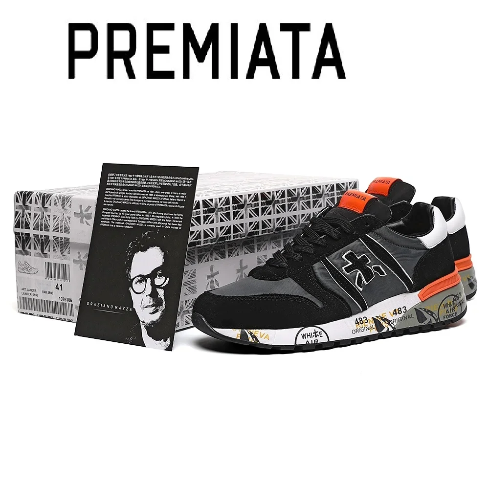 

PREMIATA Men's Casual Shoes Lightweight Breathable Men Shoes Flat Lace-Up Men Sneakers Business Travel Unisex Tenis Masculino