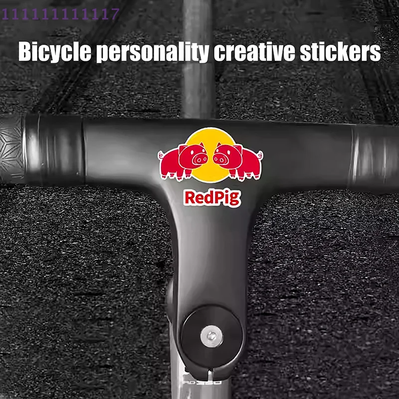 ملصقات أنبوبية لرأس الدراجة المضحكة على شكل خنزير أحمر، ملصقات أنبوبية لخوذة المقود المزخرفة لفريق ركوب الدراجات #3