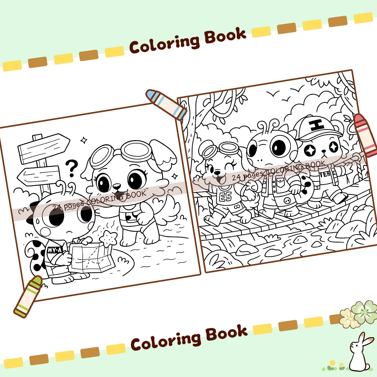 [Libro para colorir de viagem de cura de 24 páginas com design original] Um livro ilustrado das lindas histórias de viagem dos Três Tesouros