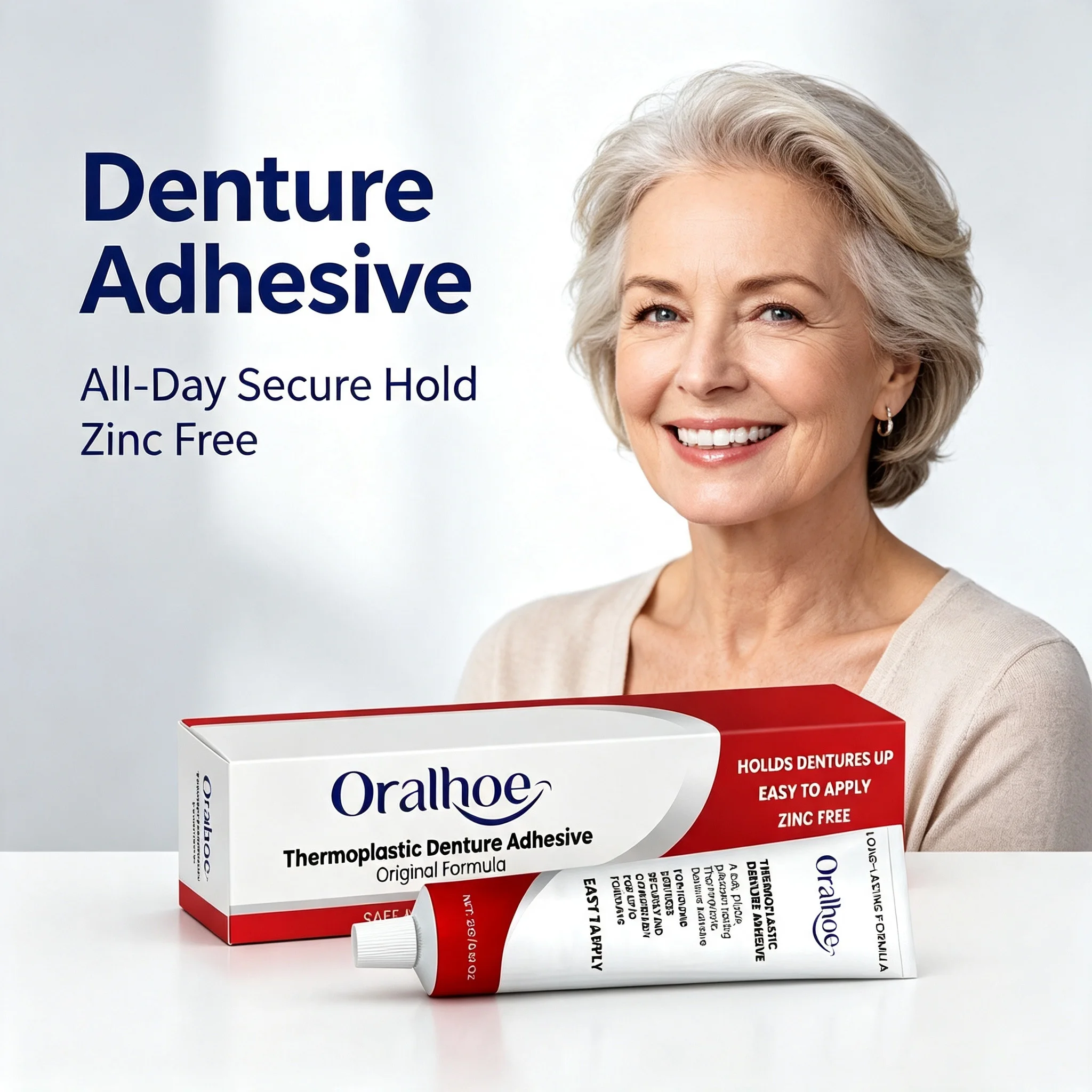 Oralhoe Denture Adhesive Glue Enhance Stability Prevent Sliding Food Residue Lasting Fixation Tightening-Dentures Solid Adhesive