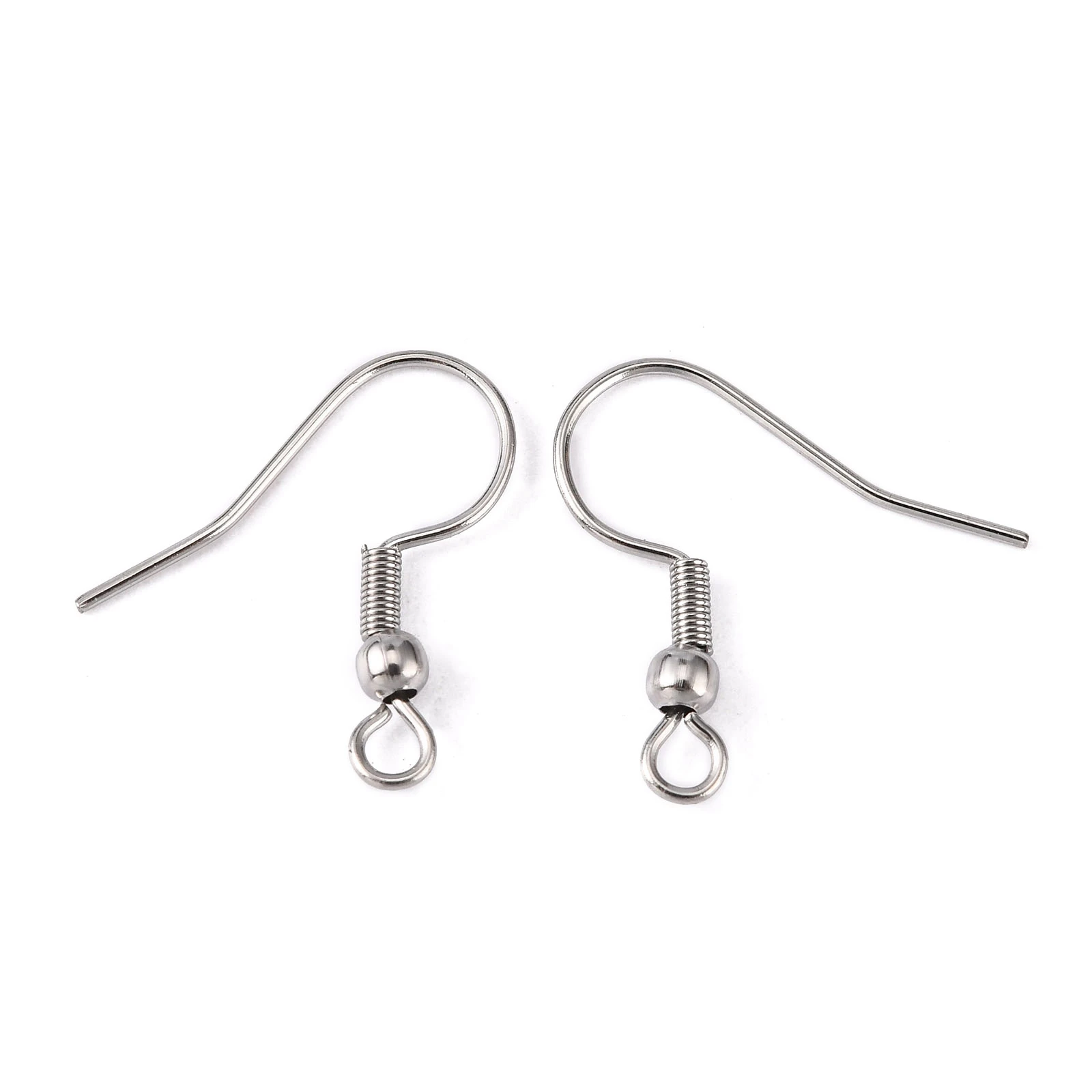 200 Pairs Tarnish Resistant 316 Surgical Stainless Steel Earring Hooks with Horizontal Loop Stainless Steel Color 20.5x20x3mm