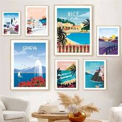 Morocco Sicily Italy Provence French Spain Turkey Hawaii Amalfi Coast Travel Poster Greece Wall Art Canvas Painting Home Decor