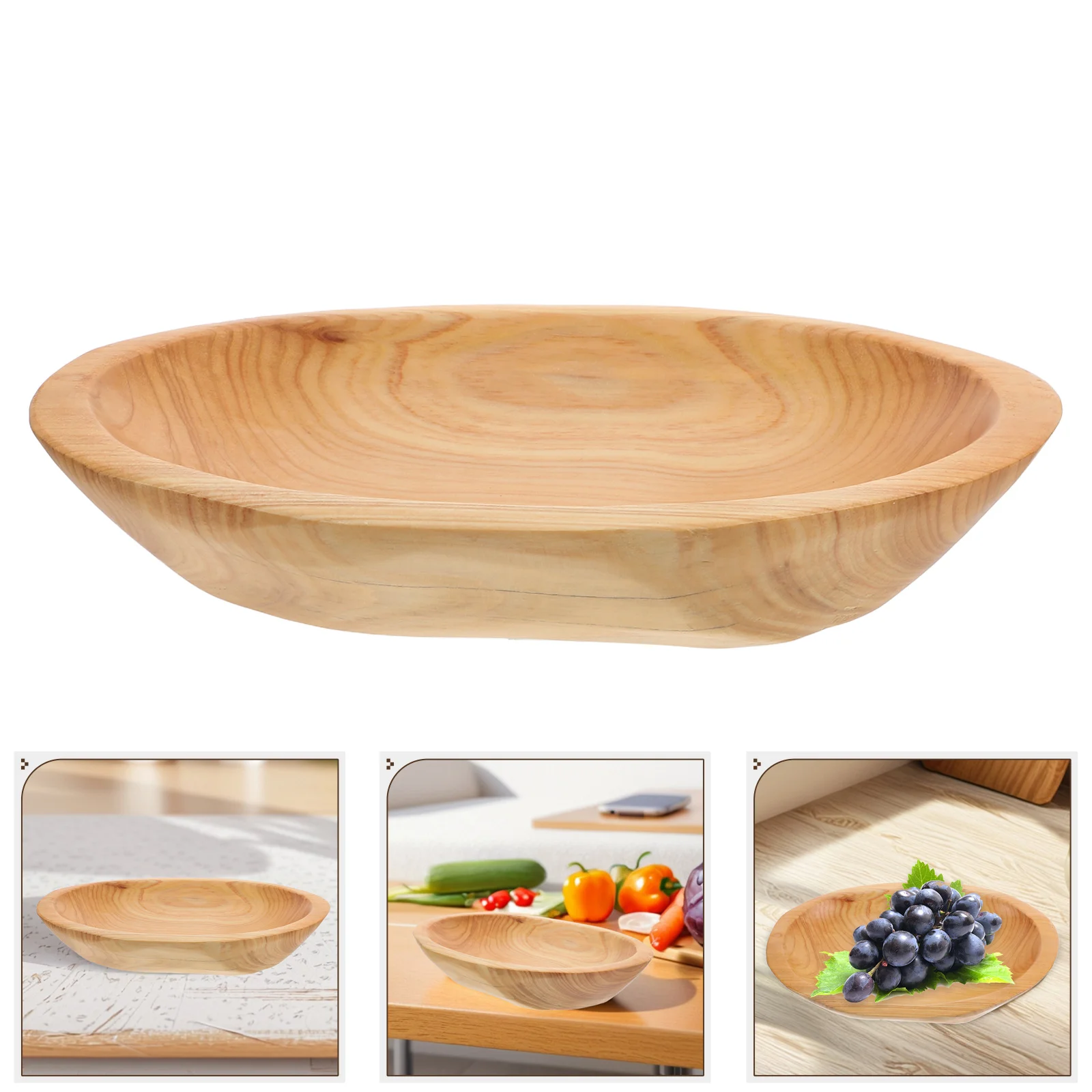 Solid Wood Fruit Bowl Wooden Oval (Small Size 22×14×3cm) Dried Plate Food Tray Jewelry Practical Snacks Storage