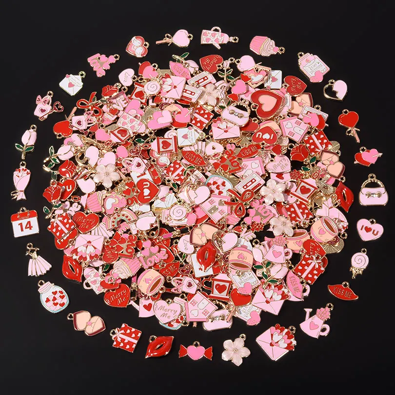 10/30/50Pcs Green Irish Festival Letter Shoes/Pink Valentine's Day Love Random Mix Pendant DIY For Jeweley Making Accessories