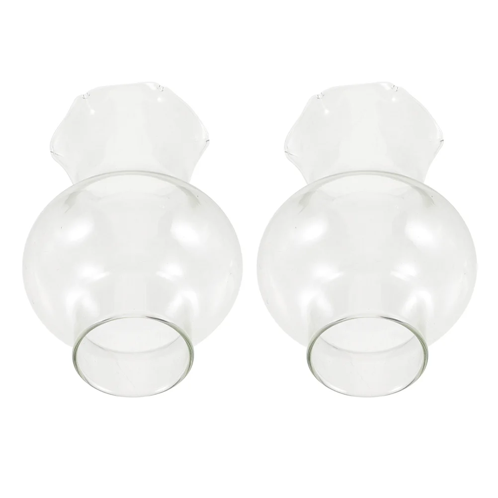 2 Pcs Kerosene Lamp Accessories Glass Shade Replacement Clear Oil Chimney Cover Transparent for