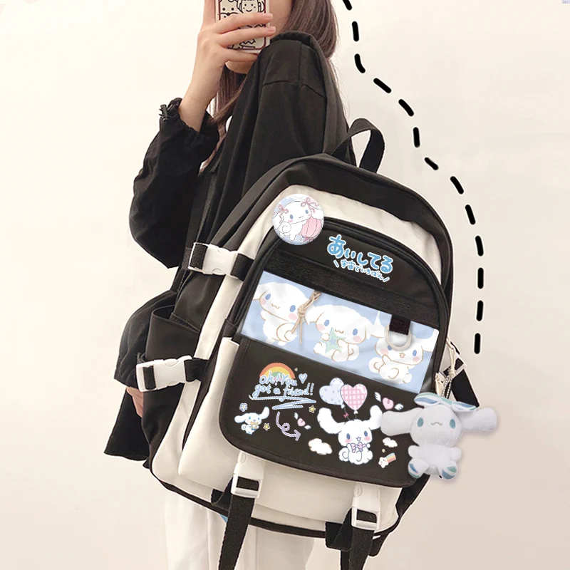 2025 New Sanrio Cinnamon Dog Student Backpack for Girls in Grades 3-6, Fashionable School Backpack with Print and Big Ear Dog