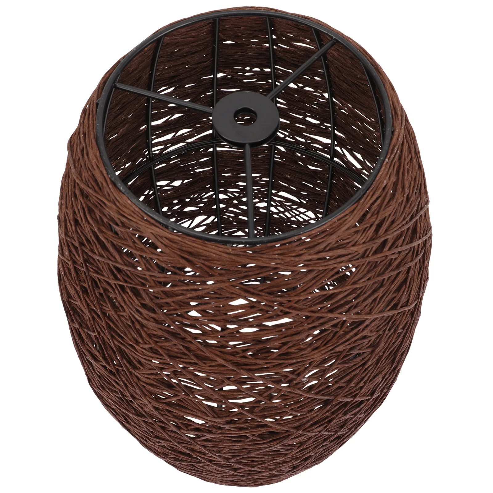 

Rattan Woven Lampshade Coffee Color Hanging Cover Durable Sturdy Rustic Style Home Hotel Bedroom Study Library Decor Indoor