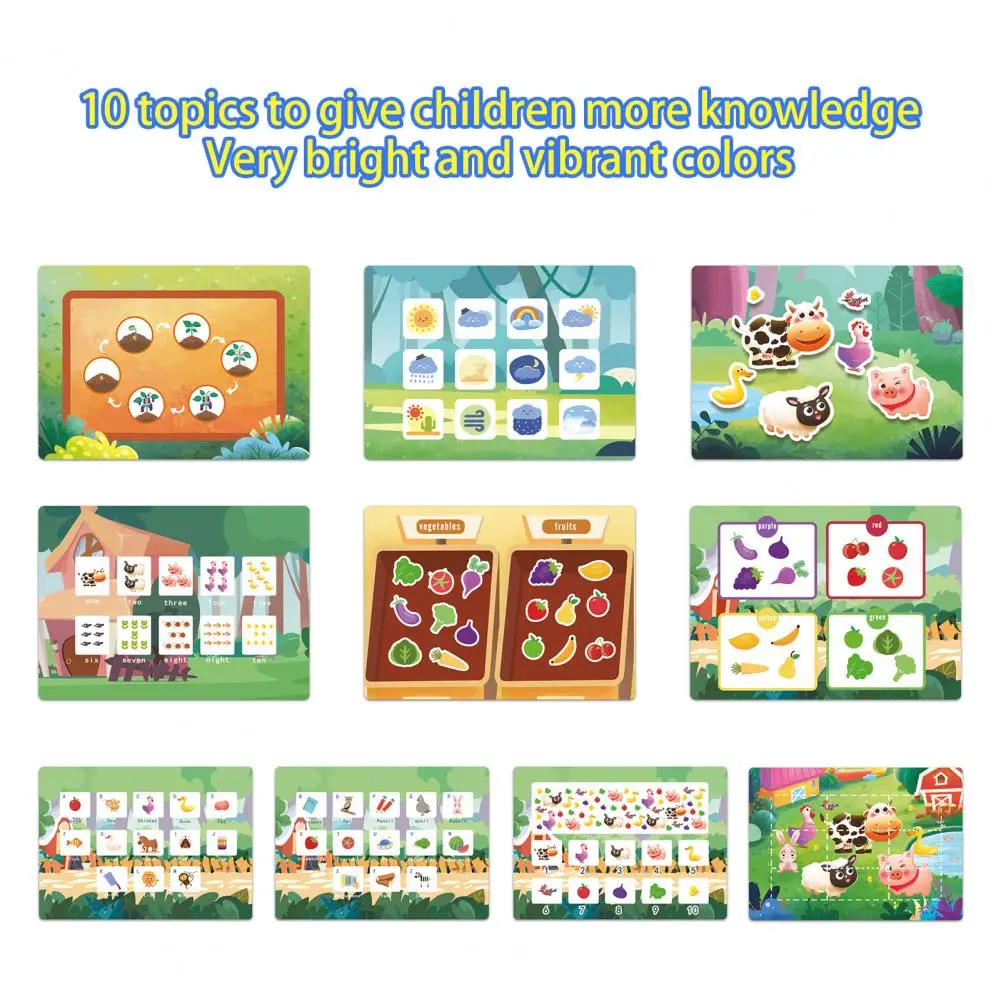 Kinderbuch Farm-Themen-Lehrbuch für Kleinkinder Vorschul kinder 10 Themen 8 Stifte Montessori Spielzeug Kinder buntes Aktivität sbuch