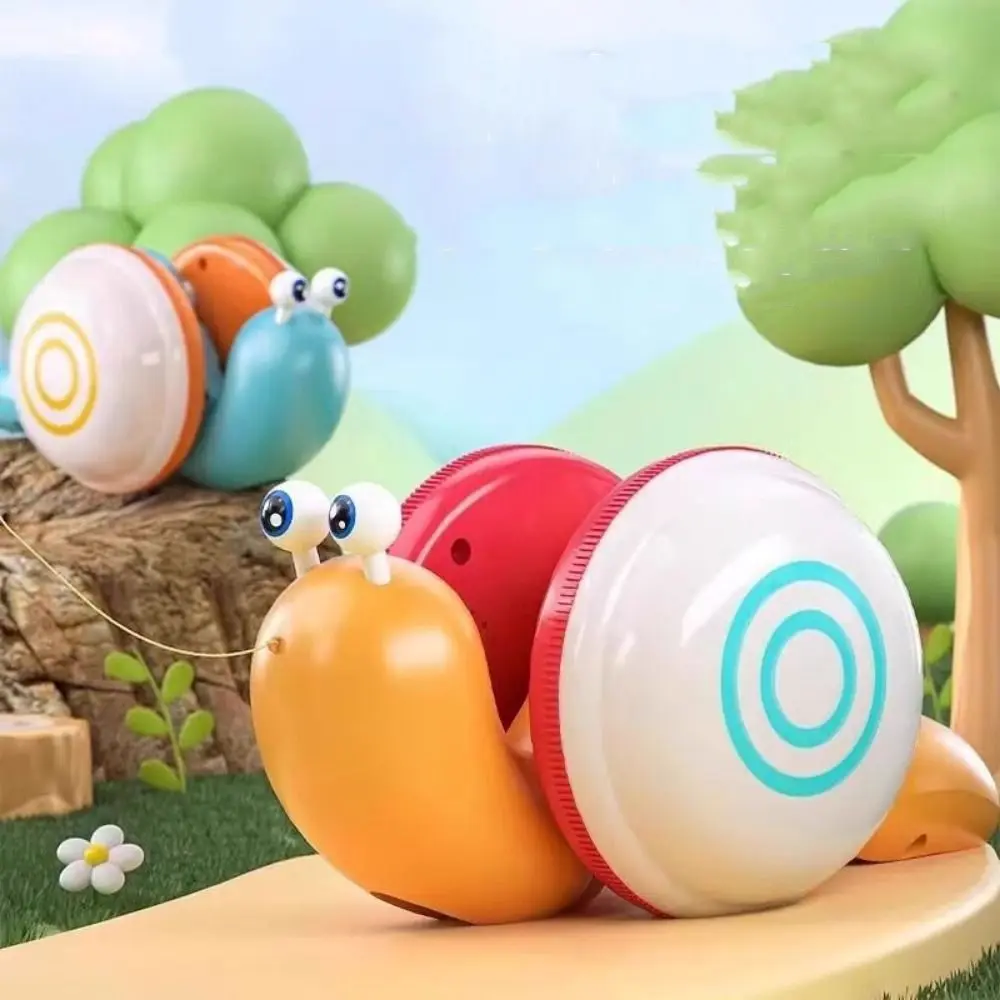 Baby Walker Pull String Snail Car Toy Cartoon Pet Learning To Walk Drag Rope Snail Glowing with Music Pull-Along Snail Toy