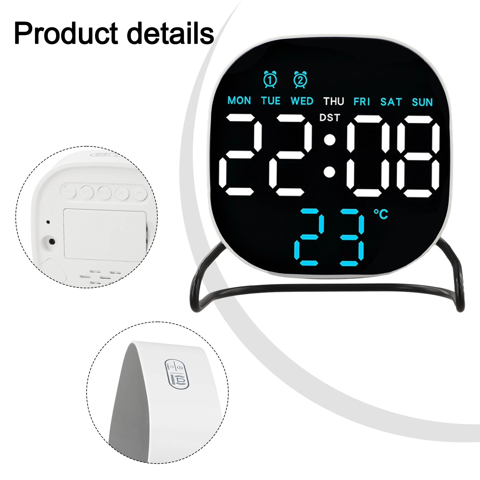 Bedside Night Light AS SHOWN LED Desktop Clock Touch Control Time And Date Loop Display 3-second Cycle Display