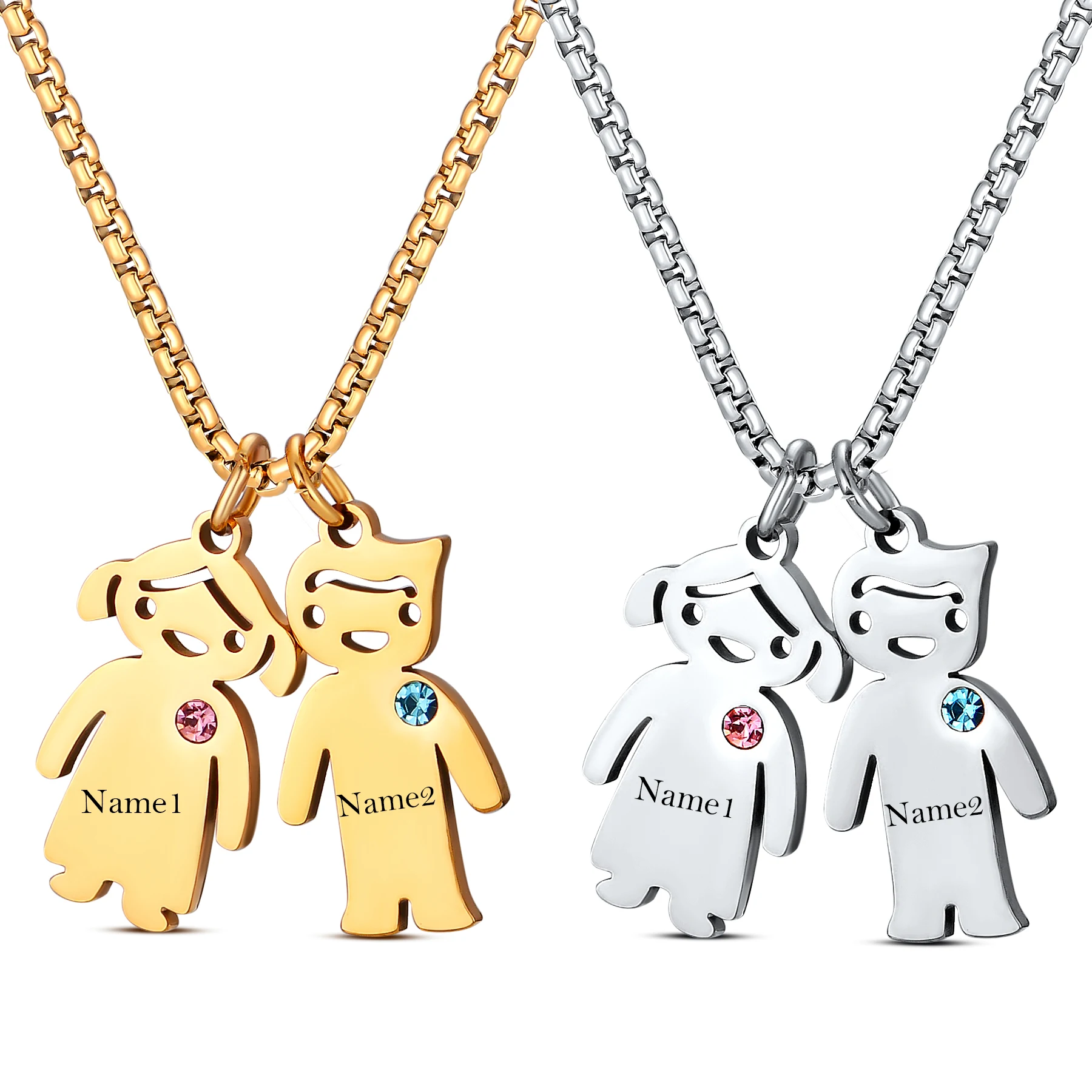 

Personalized Couple Necklace Custom Name Pendant Stainless Steel Lovers Jewelry Gift for Anniversary Valentine's Day