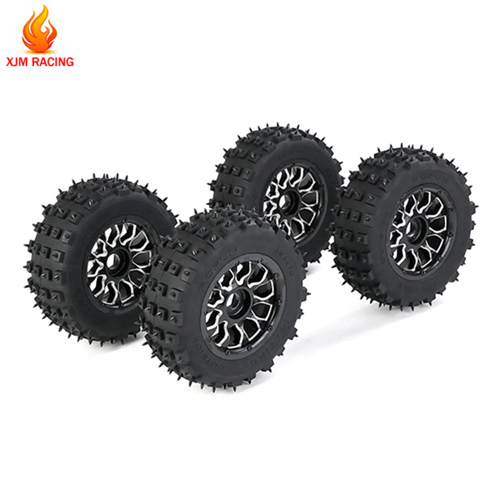 Front and Rear Metal Wheel Hub Wtih Wasteland Nail Tire 4pc for 1/5 Losi 5ive-t Rovan Lt Kingmotor X2 Fid Dtt Ql Truck Parts