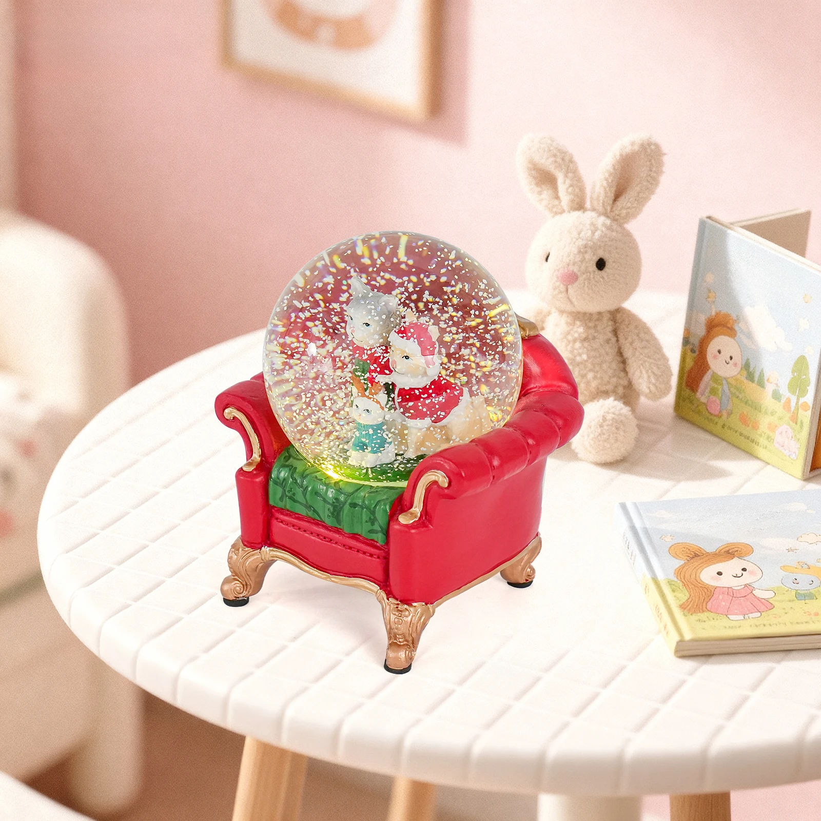 

Unique Indoor Christmas Decoration LED Light-Up Snowball with Fun Animal Figures