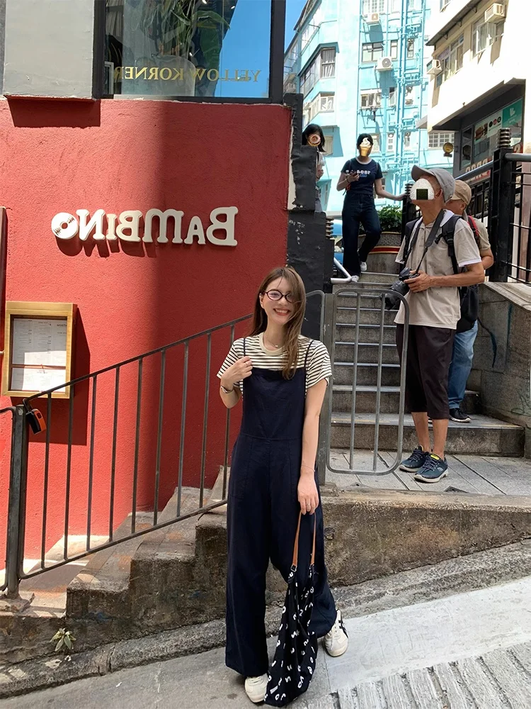 القطن الكتان إخفاء وزرة الأزرق المرأة فضفاضة مستقيم أنبوب السراويل الصيف التخسيس جديد وصول 2025 عمال تصميم الإحساس