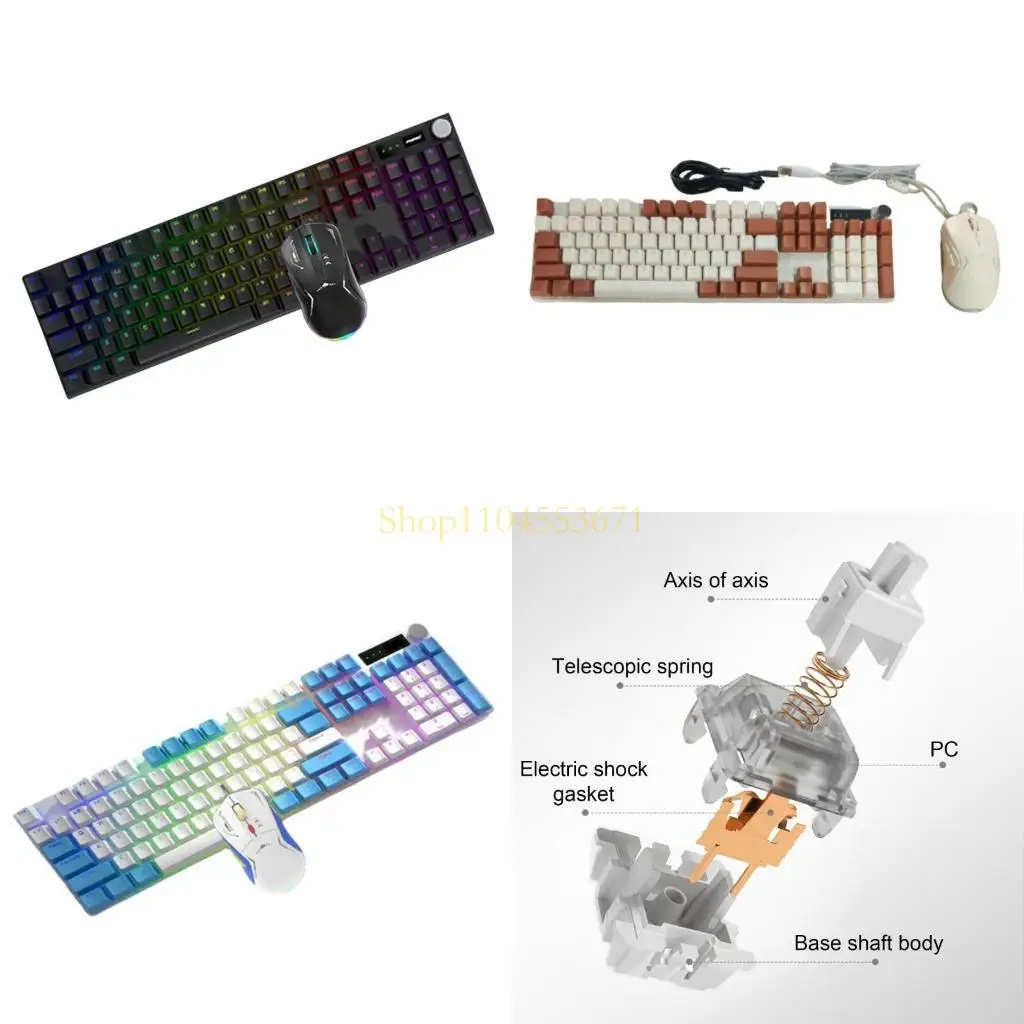 

Best Seller 104Keys Lighting Mechanical Keyboards and Mouse Cored Combo, 1.5m Cable for Gaming and Office Use