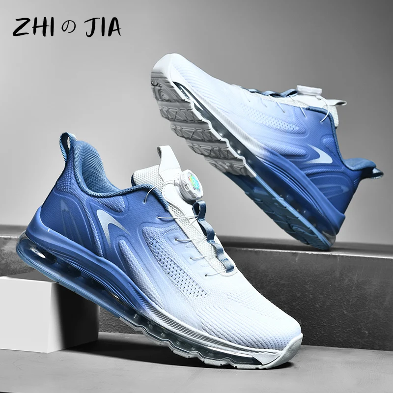 

Large Anti slip Air Cushion Knitted Mesh Shoes Summer Rotating Buckle Casual Breathable Sneaker Outdoor Running Shoes 39-48