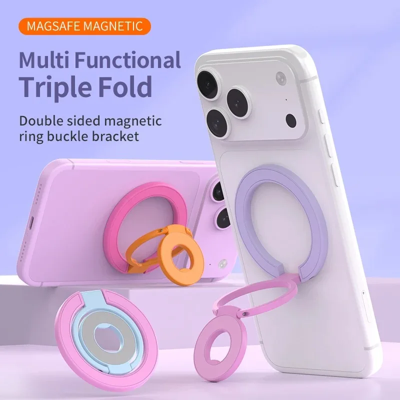 

For MagSafe Double Sided Magnetic Phone Ring Holder Portable Folding Cellphone Stand Accessory Grip Bracket Support For iPhone