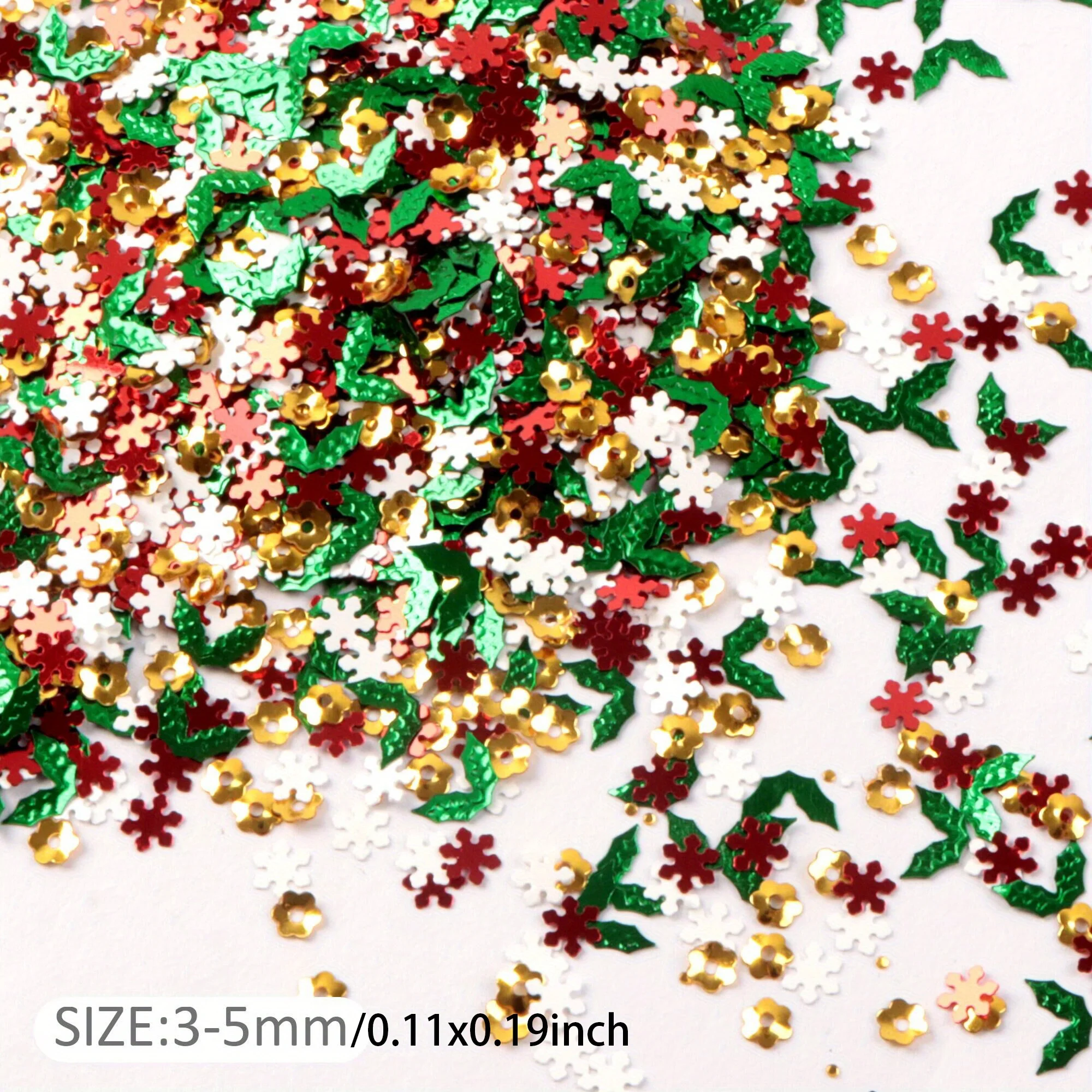 20g  Christmas Glitter Sequins - Snowflake, Gingerbread, Holly Shapes | Plastic Confetti for DIY Arts, Hair, Slime