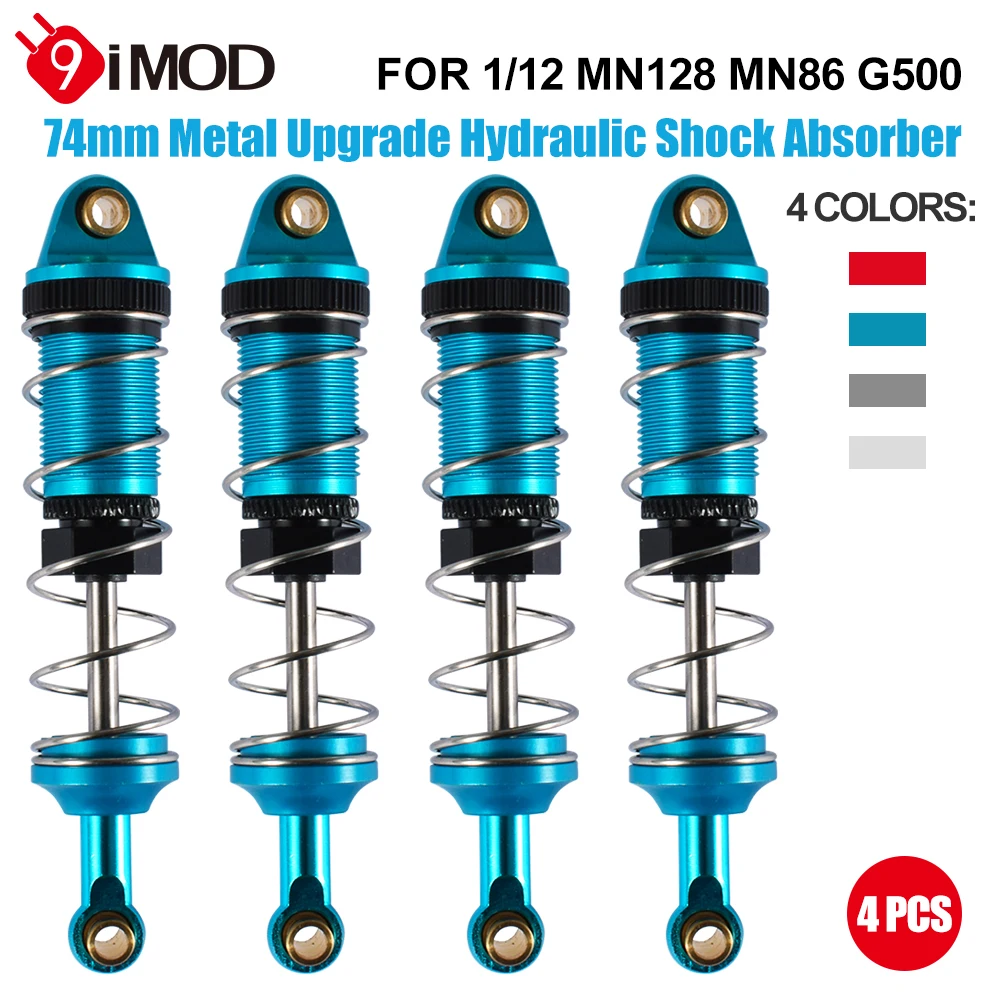 

9IMOD 4PCS RC Car Shock Absorber 74mm Aluminum Upgrade Hydraulic Shock Absorber for 1/12 MN128 MN86 G500 RC Car Upgrade Parts