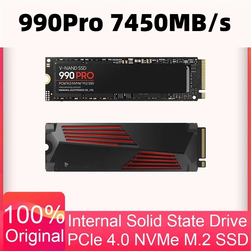 

New! 990 PRO with Heatsink SSD 1TB 2TB 4TB PCIe Gen 4.0x4 Solid State Drive NVMe 2.0 M.2 2280 Internal SSD for Desktop Laptop