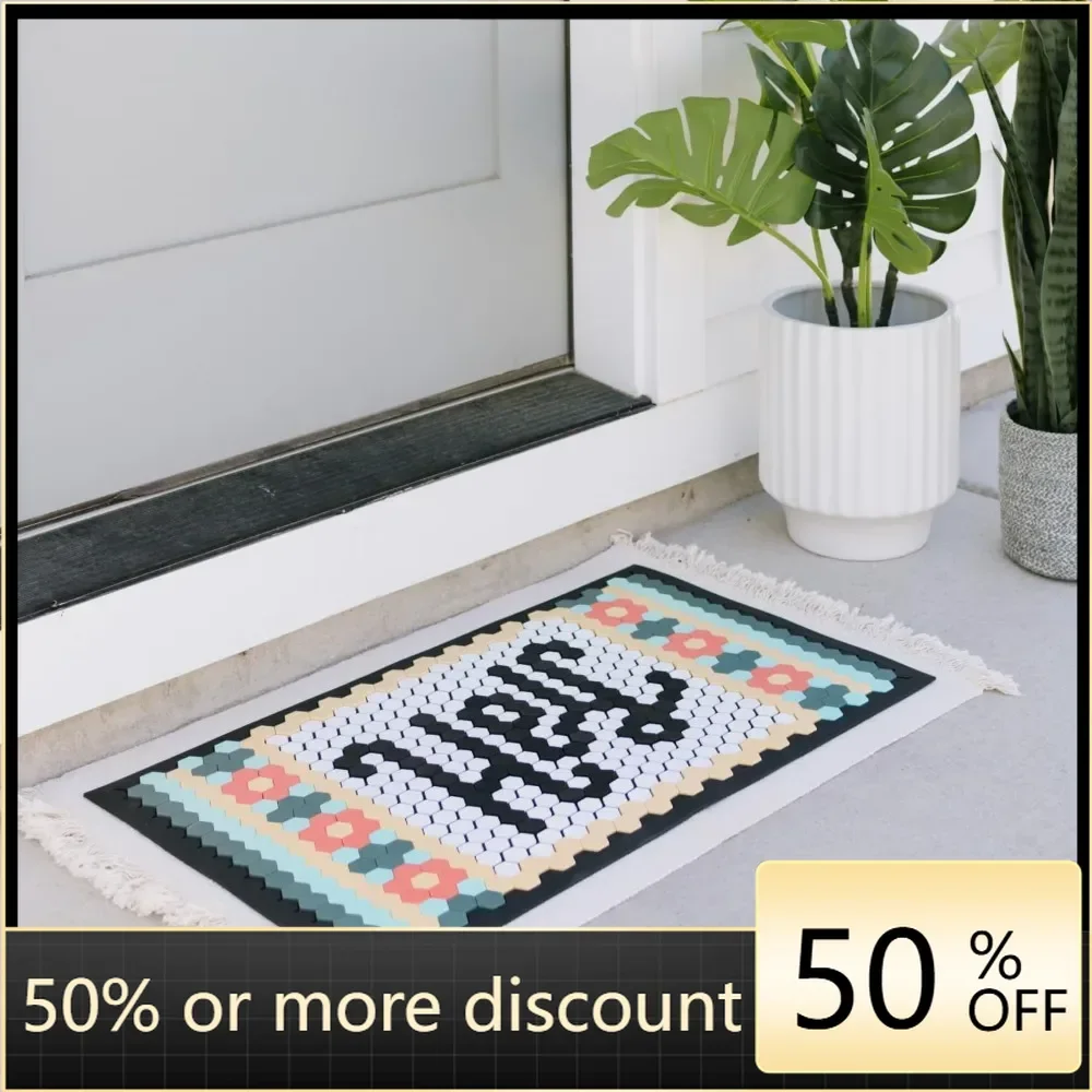 Letterfolk Customizable Doormat - Standard All Weather Non-Slip Rubber Doormat 18x30 - White