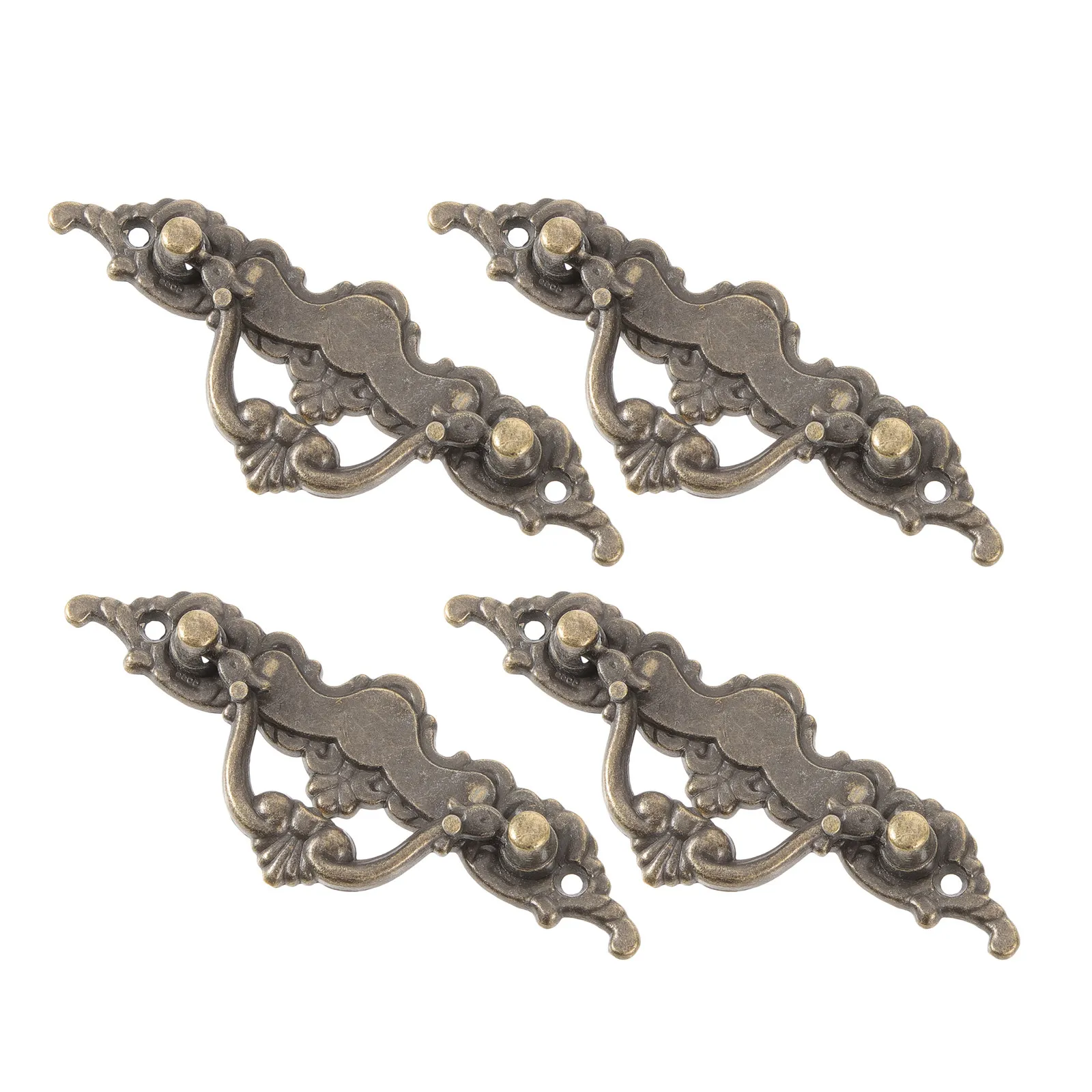 4Pcs European Vintage Cabinet Handles Bronze Baroque Style Decorative Drawer Pulls 2.4 Inch Hole Center for Wardrobe