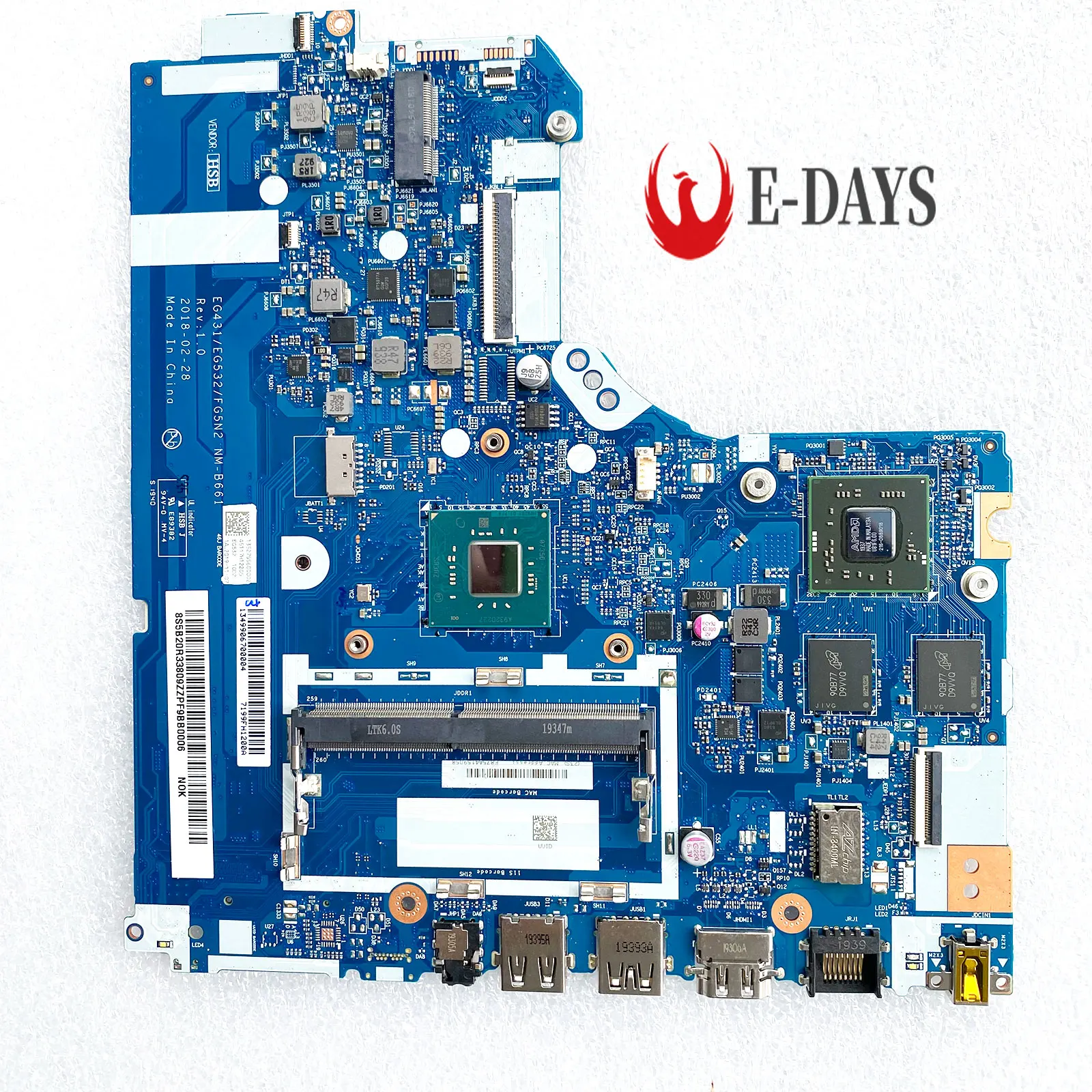 

EG431 EG532 FG5N2 NM-B661 for Lenovo IdeaPad 330-15 330-15IGM laptop motherboard FRU:5B20R33809 with N5000 GPU 2GB original new!