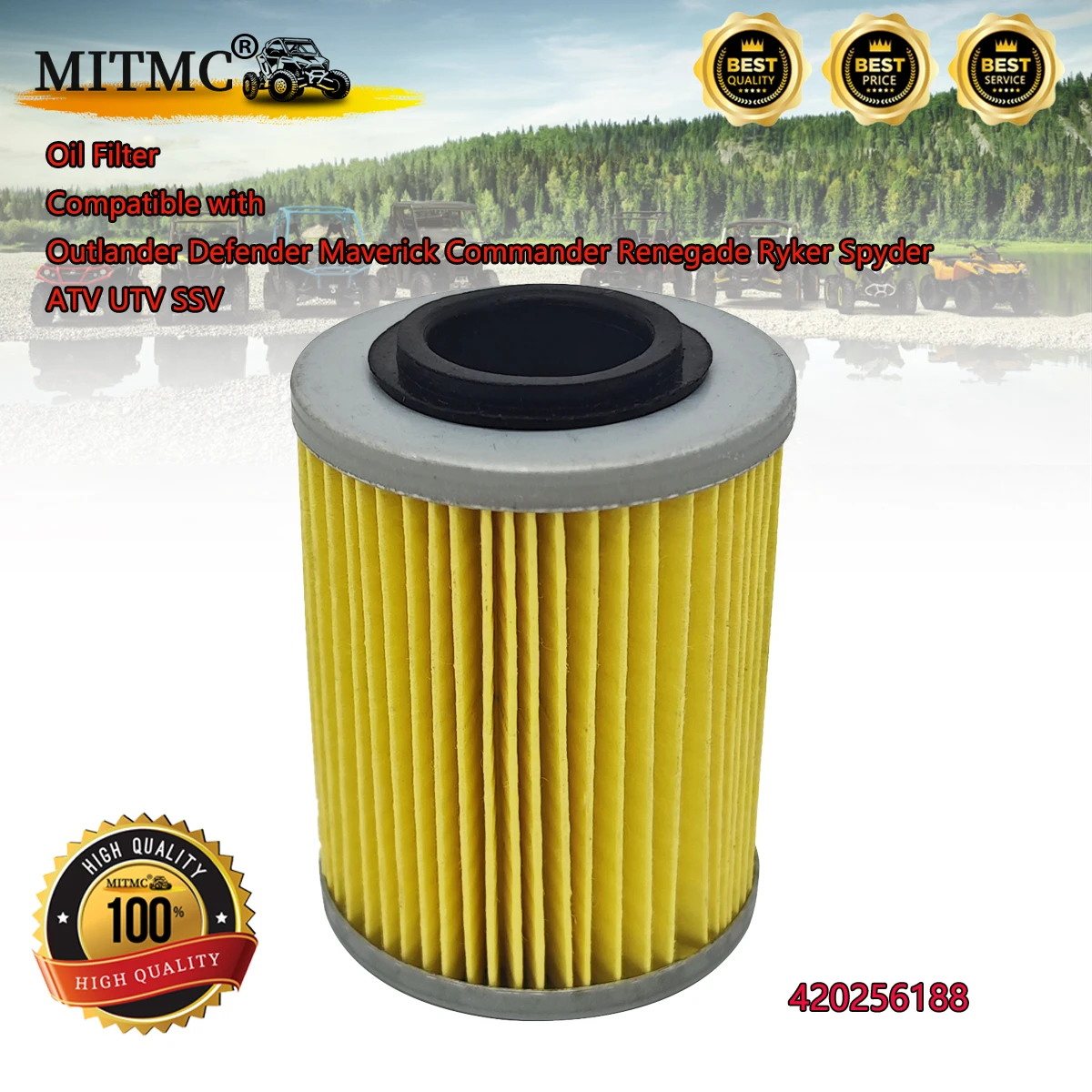MITMC Oil Filter Compatible with Outlander Defender Maverick Commander Renegade Ryker Spyder ATV UTV SSV Parts No. 420256188