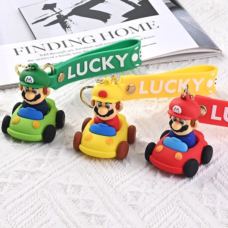 Mario keychain cartoon soft rubber super Mario keychain cute and fun bag car decoration