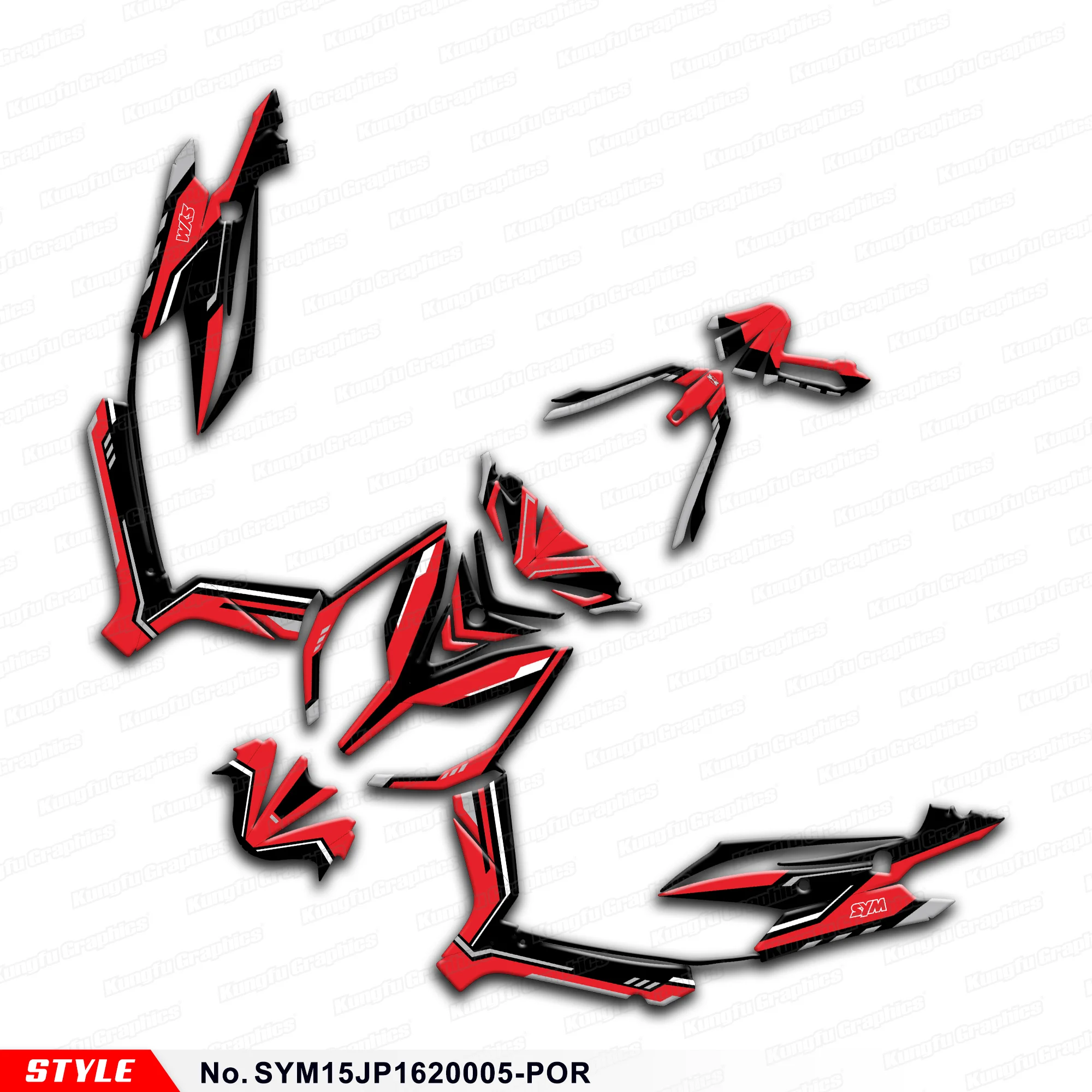 

Клейкая наклейка JY RACING, прочный винил для SYM JET POWER JP 150 JP150 2016 2017 2018 2019 2020, Restyled, SYM15JP1620005-POR