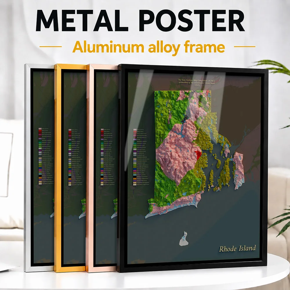 Rhode Island Geological Map Metal Poster With Aluminum Alloy Frame Personalized Scenic Tribute Wall Art Ideal For Living Room