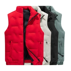Standing Collar 2024 Winter New Patchwork Zipper Pocket Elastic and Fashion Solid Color Versatile Casual Sleeveless Cotton Vest