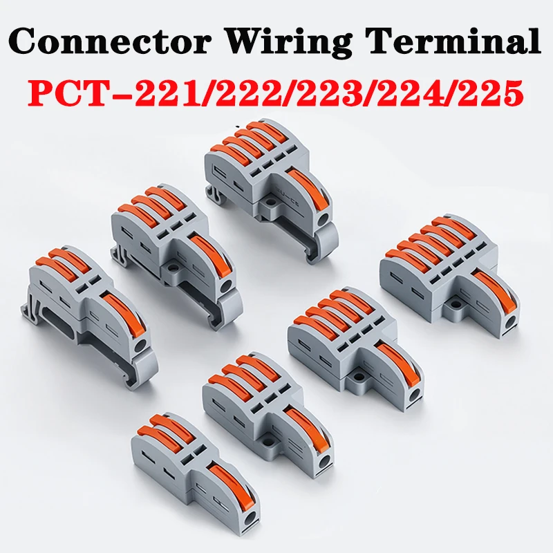 10Pcs PCT-221/222/223/224/225 Lever Wire Connectors, Quick Connect 0.08-4.0mm, 1-in-2/3/4/5 Way Ideal for LED Strip Lighting