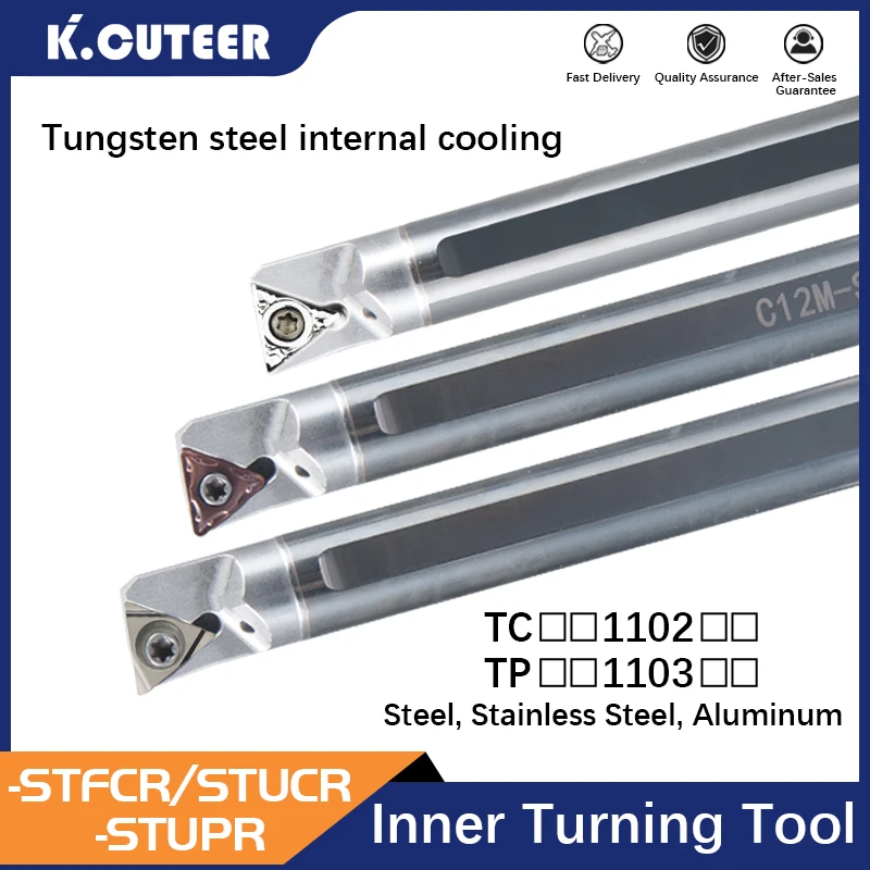 

Internal Cooling Tungsten Steel Cutter Bar -STFCR/STUCR/STUPR Internal Hole Turning Tool TCMT/TPMT Carbide Blade Lathe Tool Set