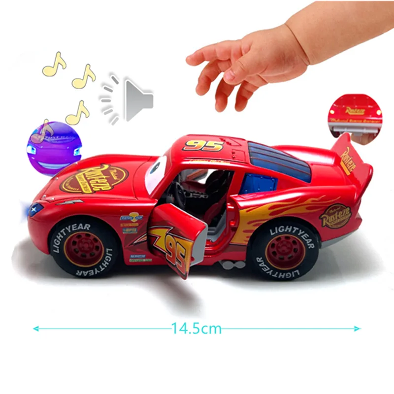 Disney Pixar Cars Lightning Mcqueen Sound and Light Edition Double door pull-back Car 1:32 Diecast Vehicles Alloy Car Toy Gifts