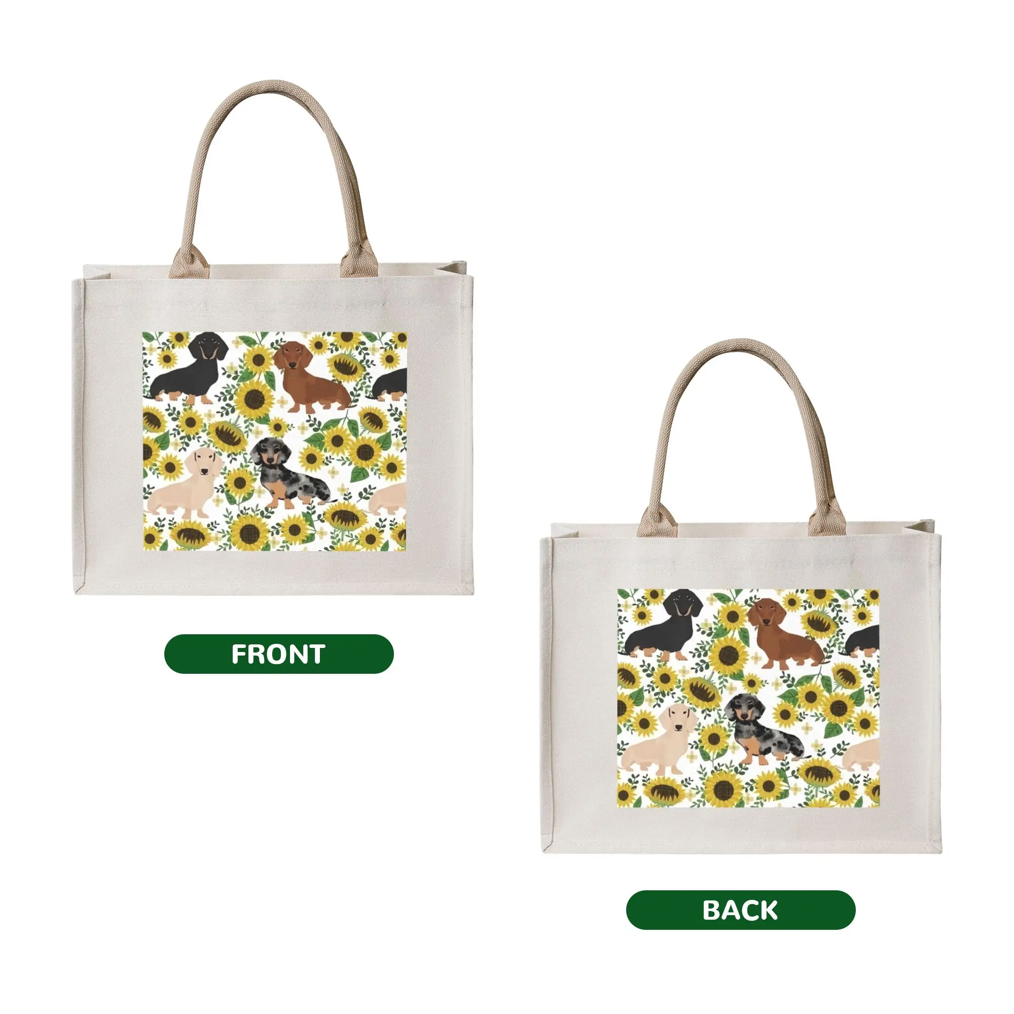 Funny Print Badger Sausage Dog  Shopping Tote Bags Portable Shopper Shoulder Dachshund Puppy  Handbag