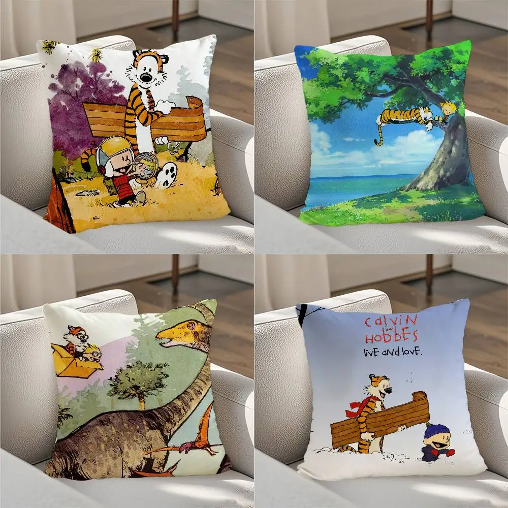 

C-Calvin and H-Hobbes Pillow Case Luxury Double-sided For Car Pillows 45x45 Cushions Cover Home and Decoration Sofa Pillow case