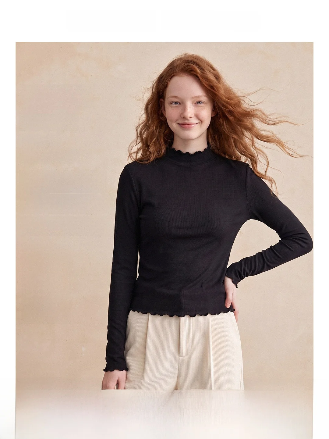 plus Size Women's Base Shirt Wooden  Collar Half High Neck Inner Wear Winter Elastic Knitted Top Slim Fit Korean Style