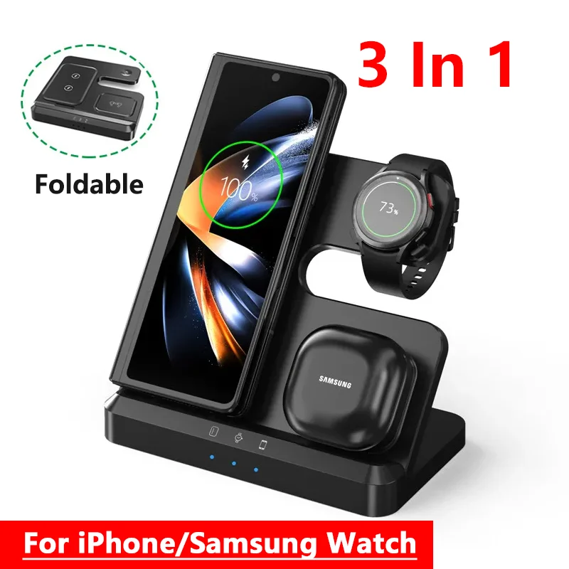 3 in 1 Wireless Charger Stand For Samsung S22 S21 S20 S10 Note Galaxy Watch 5/4 Active 2/1 Buds 15W Fast Charging Dock Station