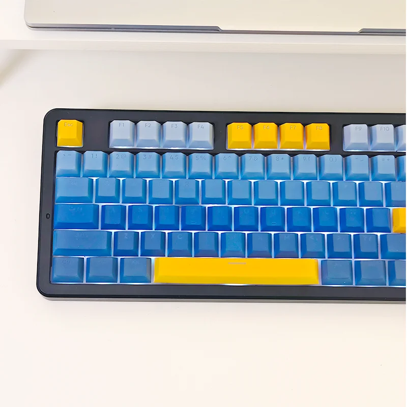 Chave gato pbt mudança gradual cor salto keycap contrastante transmitância de cor original fábrica gravura lateral personalizado fi