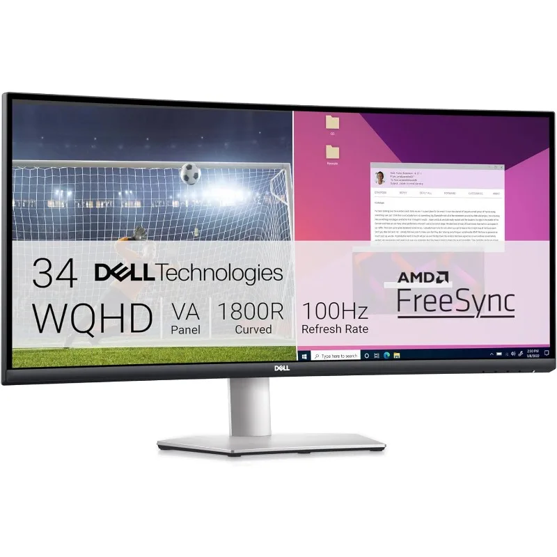 

S3423DWC Curved USB-C Monitor - 34-Inch WQHD (3440x1440) 100Hz 4Ms 21:9 Display, USB-C Connectivity, 2 x 5w Audio Output, 1