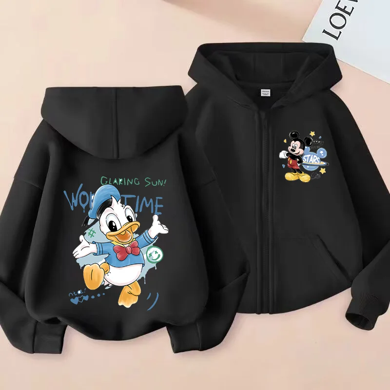 Disney Child Zip Up Hoodies Mickey Mouse Jackets Cute Oversized Sweatshirt Fall Fashion Outfits Sweaters Spring Autumn Clothes