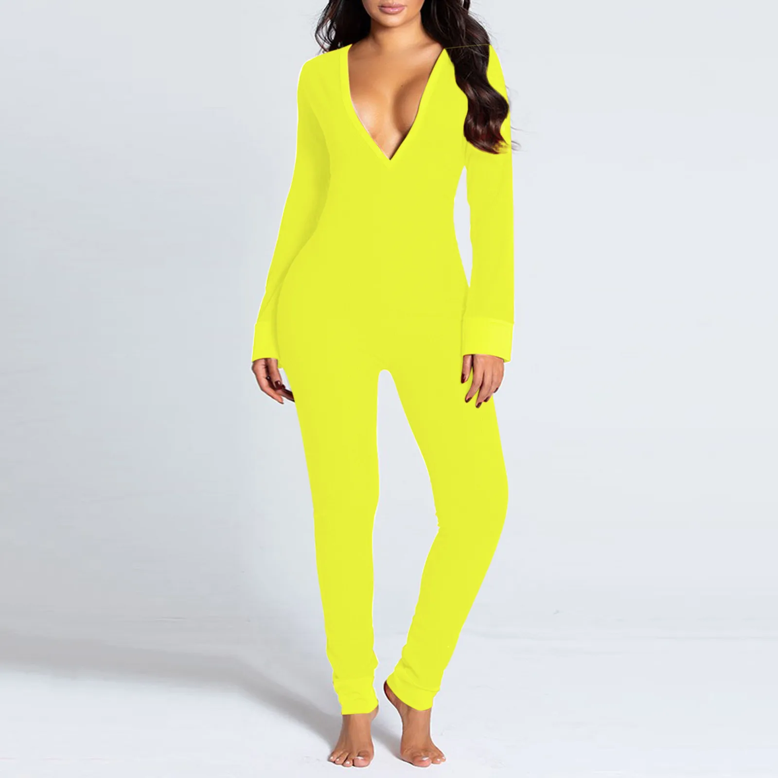 Sexy Pyjama Women\'s Jumpsuit Suit Button-down Front Back Butt Bum open Ass Flap Jumpsuit Loungewear Solid Buttoned NEW